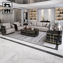 Modern Italian minimalist villa living room combination luxury Armani light luxury sofa genuine leather small apartment Hong Kong style furniture