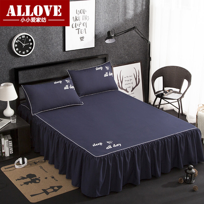 Korean simple solid color bed skirt 1 2m single bedspread sanding non-slip Simmons protective cover double 1 5m1 8m