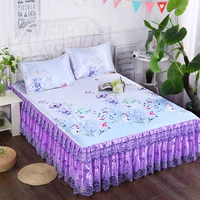 Mùa hè lụa băng ren giường công chúa váy bedspread đôi ghế mat ba mảnh điều hòa không khí mat 1.5m1.8m2.0 - Váy Petti ga giường viền ren