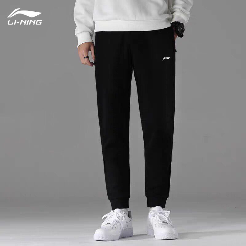 Li Ning sports pants for men's spring and autumn, long pants with warm and small feet, easy to fix in autumn and winter plus suede pants