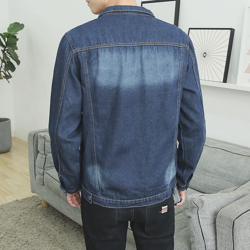 Thêu denim áo khoác nam xã hội tinh thần chàng Slim áo khoác Hàn Quốc phiên bản của xu hướng của người đàn ông màu đỏ nhanh chóng với cùng một đoạn