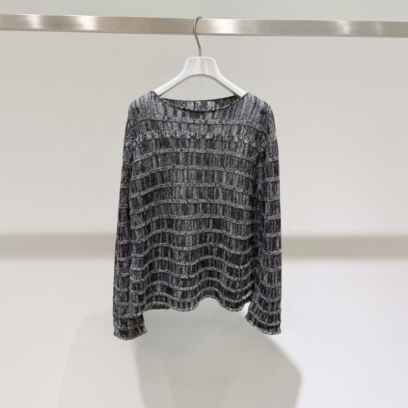 Mm Yi 2026 Autumn Style Lazy Style Striped Knit Sweater for Women, Round Neck Pullover, Loose Long-Sleeve Sweater Top