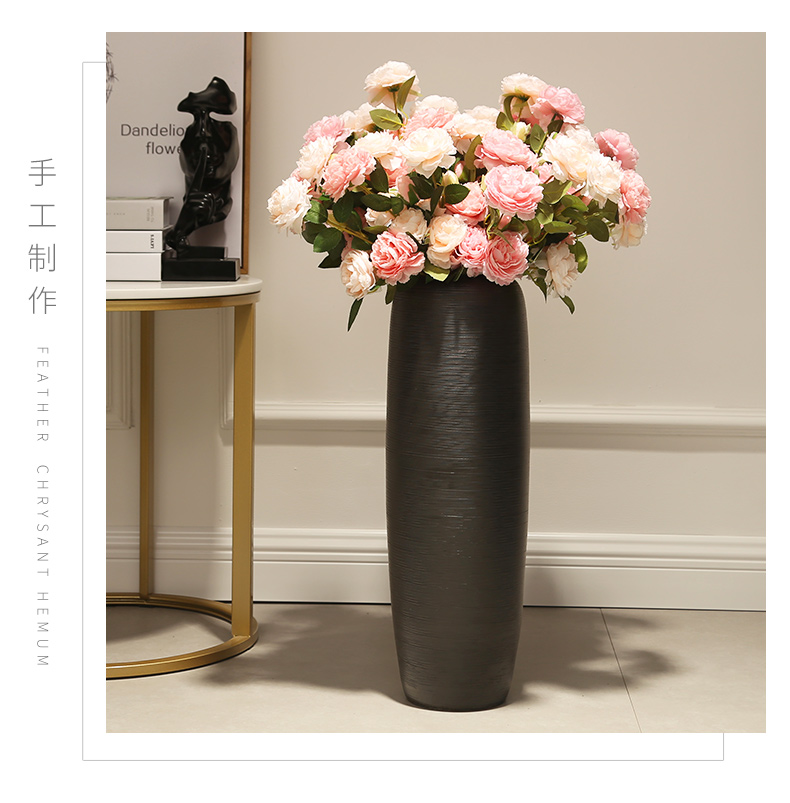 Jingdezhen ceramic large vase landed Chinese penjing home sitting room dry flower arranging flowers adornment porcelain decoration