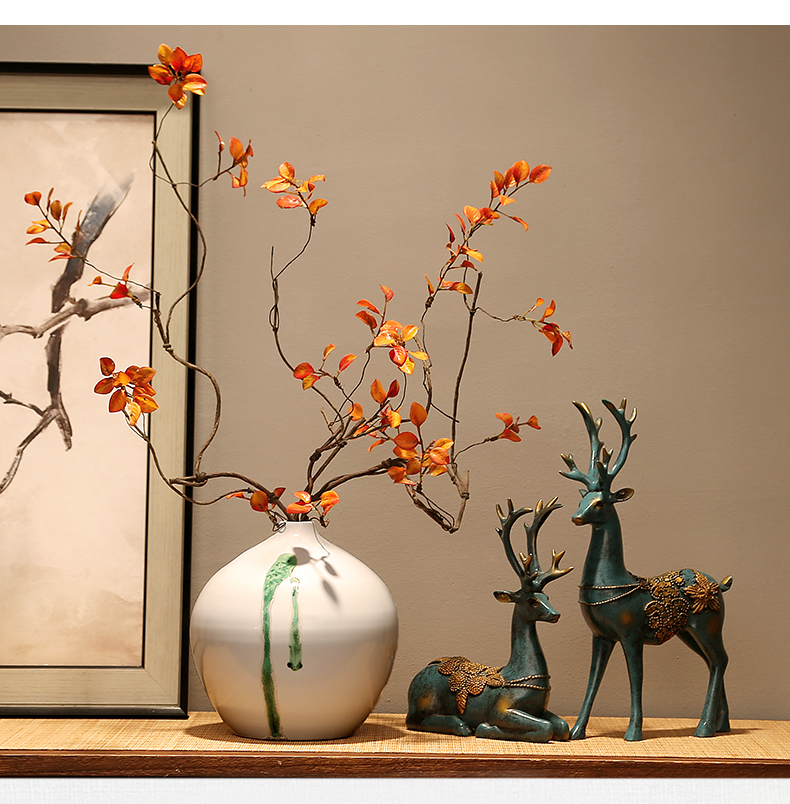 Jingdezhen new Chinese zen decorations dried flower vase furnishing articles porch combination living room TV cabinet ceramic vase