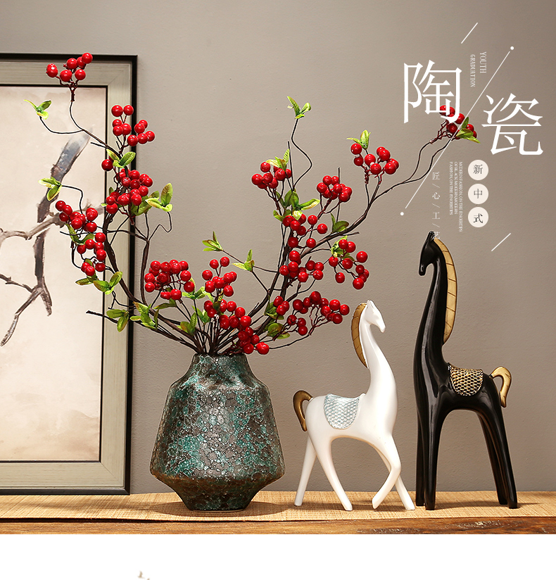 Jingdezhen ceramics vase simulation flower, dried flower adornment of modern home living room TV cabinet porch place