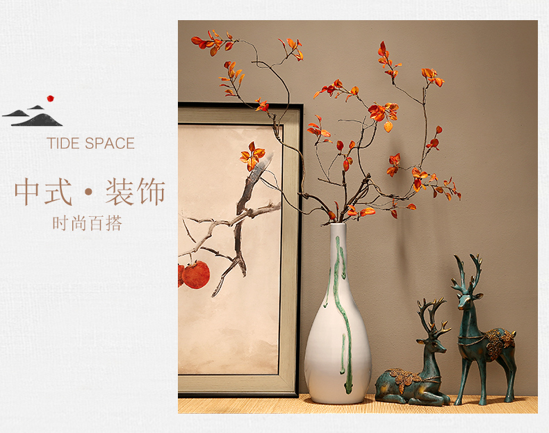 Jingdezhen new Chinese zen decorations dried flower vase furnishing articles porch combination living room TV cabinet ceramic vase