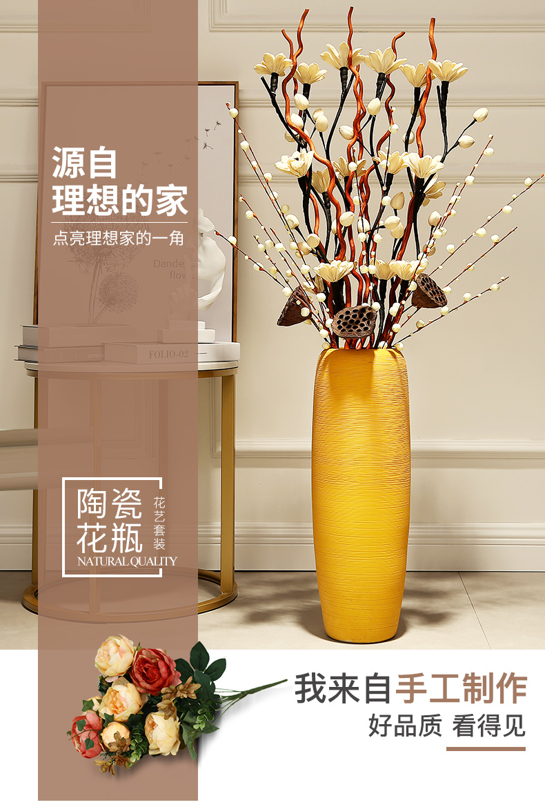 Jingdezhen European art ceramic vases, furnishing articles decorations dried flowers large ground vase household living room decoration