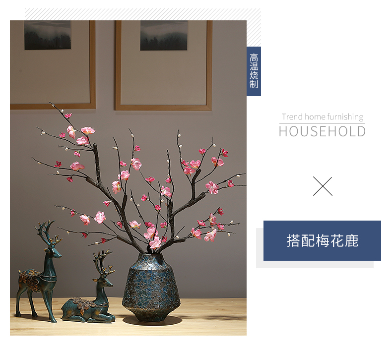 The New Chinese vase creative checking ceramic sitting room porch dried flowers flower arrangement furnishing articles contracted modern TV ark, decoration