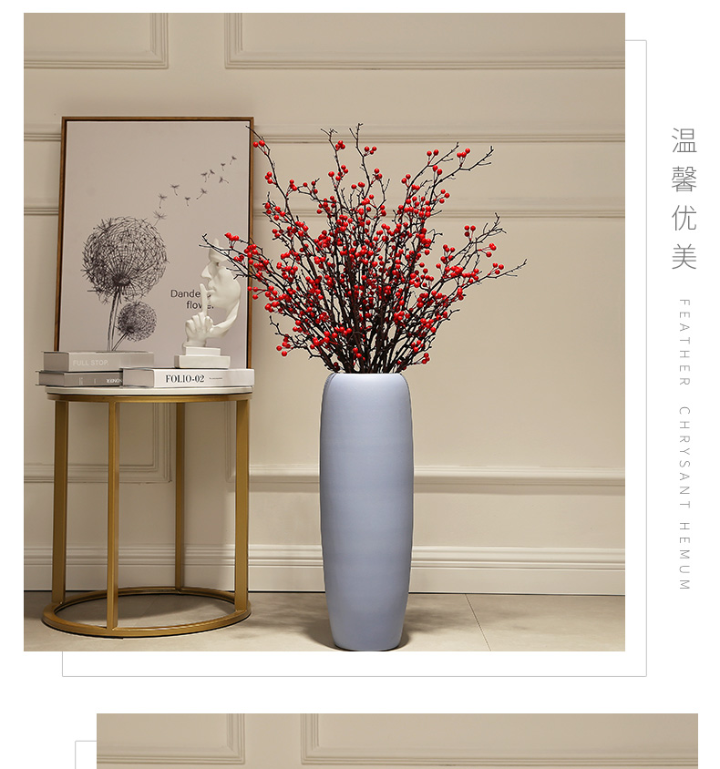 The New Chinese zen large ground vase household study simulation ceramics from dried flowers flower arrangement sitting room porch place