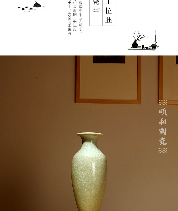 Jingdezhen ceramics craft new Chinese style blue ice to crack the vase home sitting room adornment furnishing articles study arts and crafts