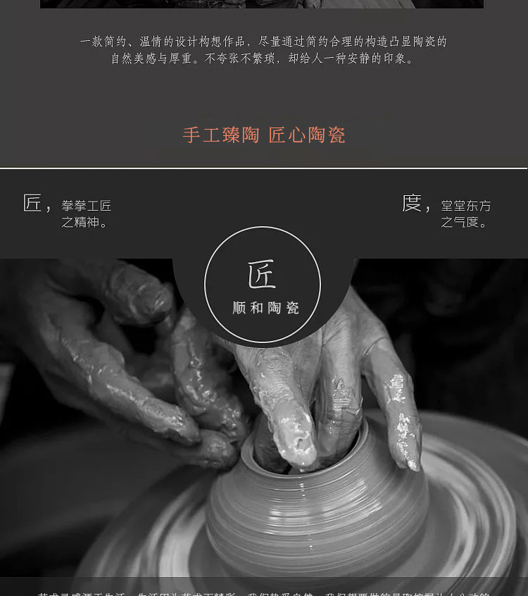 Jingdezhen ceramics by hand celadon vase modern new Chinese style living room porch household dry flower arranging flowers is placed