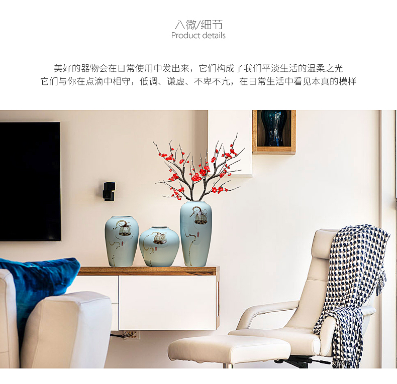 Jingdezhen new Chinese vase sitting room adornment hotel villa clubhouse TV ark, dried flowers, flower arrangement ceramic furnishing articles