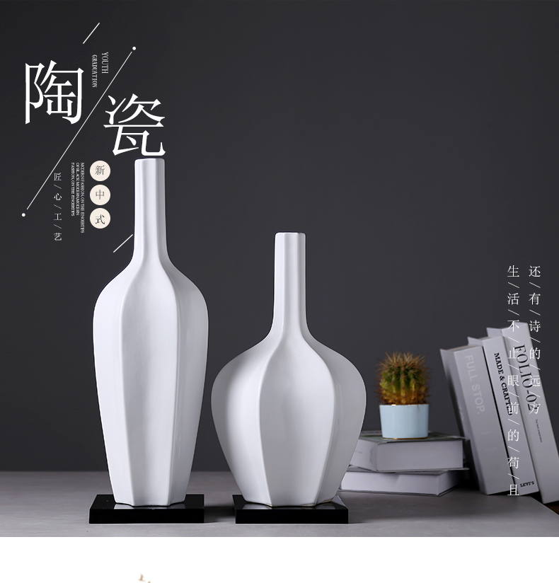 Modern European ceramics vase home sitting room porch dried flowers flower arrangement Nordic light key-2 luxury table decorations furnishing articles