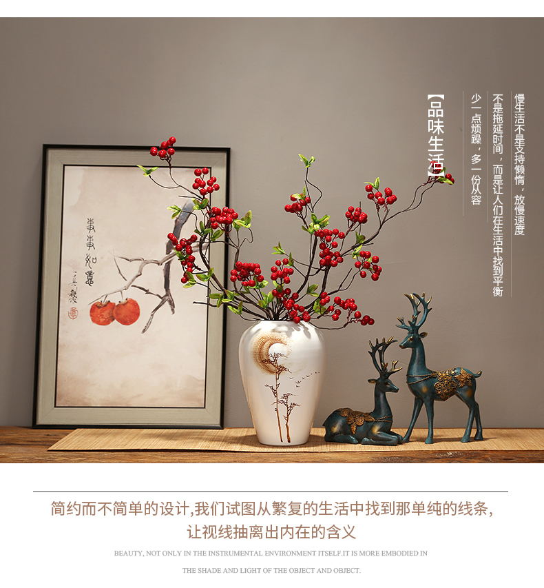 Jingdezhen modern creative home sitting room porch dried flower vase furnishing articles Chinese zen ceramics vase decoration