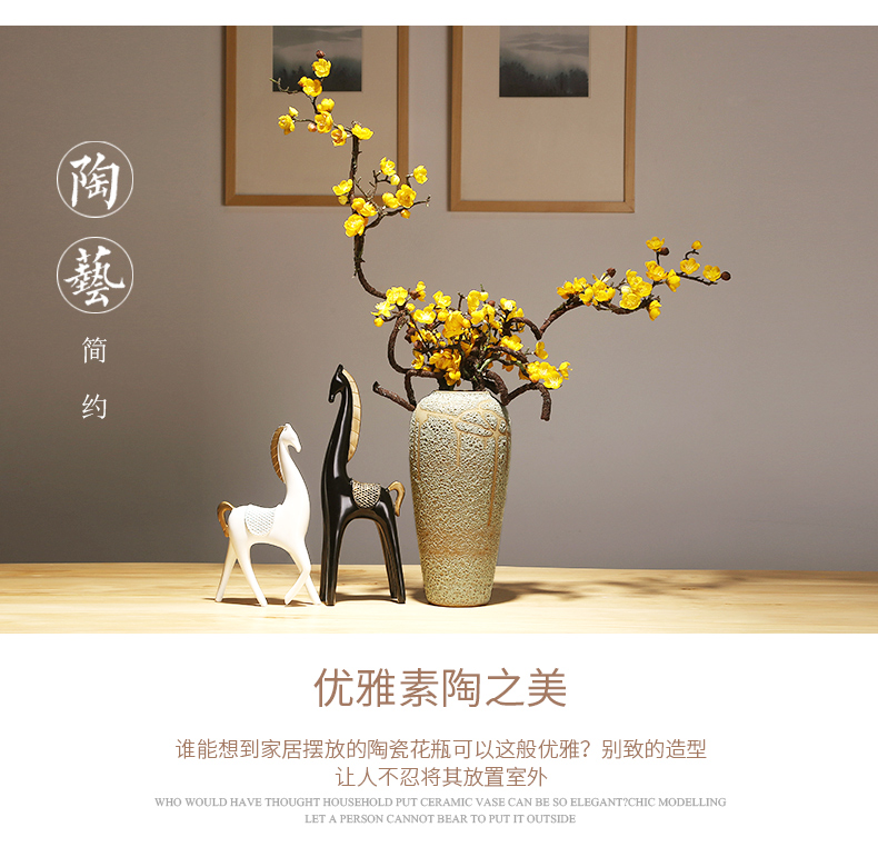 Jingdezhen crafts vase modern creative home porch new Chinese modern pottery and porcelain vase decoration