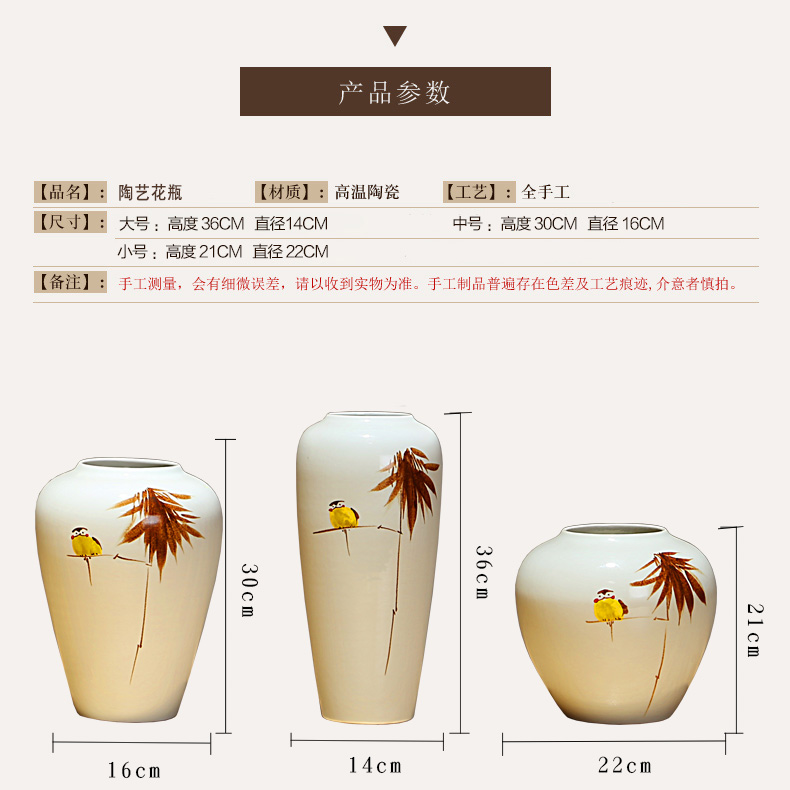 Jingdezhen ceramics vases, new Chinese style decorations furnishing articles sitting room porch dried flowers flower arrangement home outfit