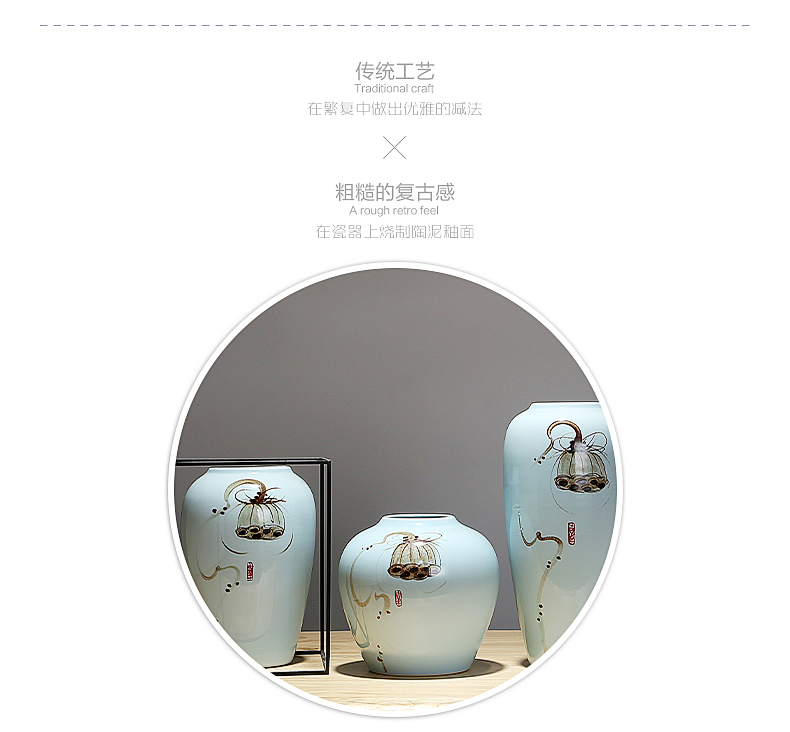 Jingdezhen new Chinese vase sitting room adornment hotel villa clubhouse TV ark, dried flowers, flower arrangement ceramic furnishing articles