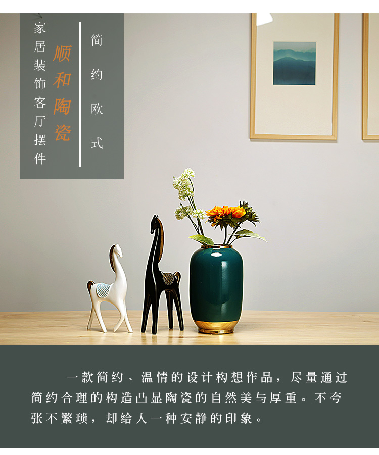 Jingdezhen ceramics vase decoration furnishing articles creative manual Chinese continental home sitting room porch dry flower arranging flowers