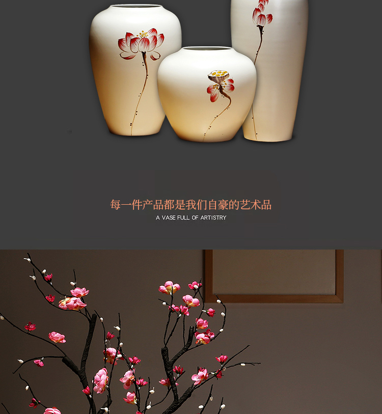 Jingdezhen ceramics vase simulation study of new Chinese style living room white dry flower arrangement suits for furnishing articles household act the role ofing is tasted