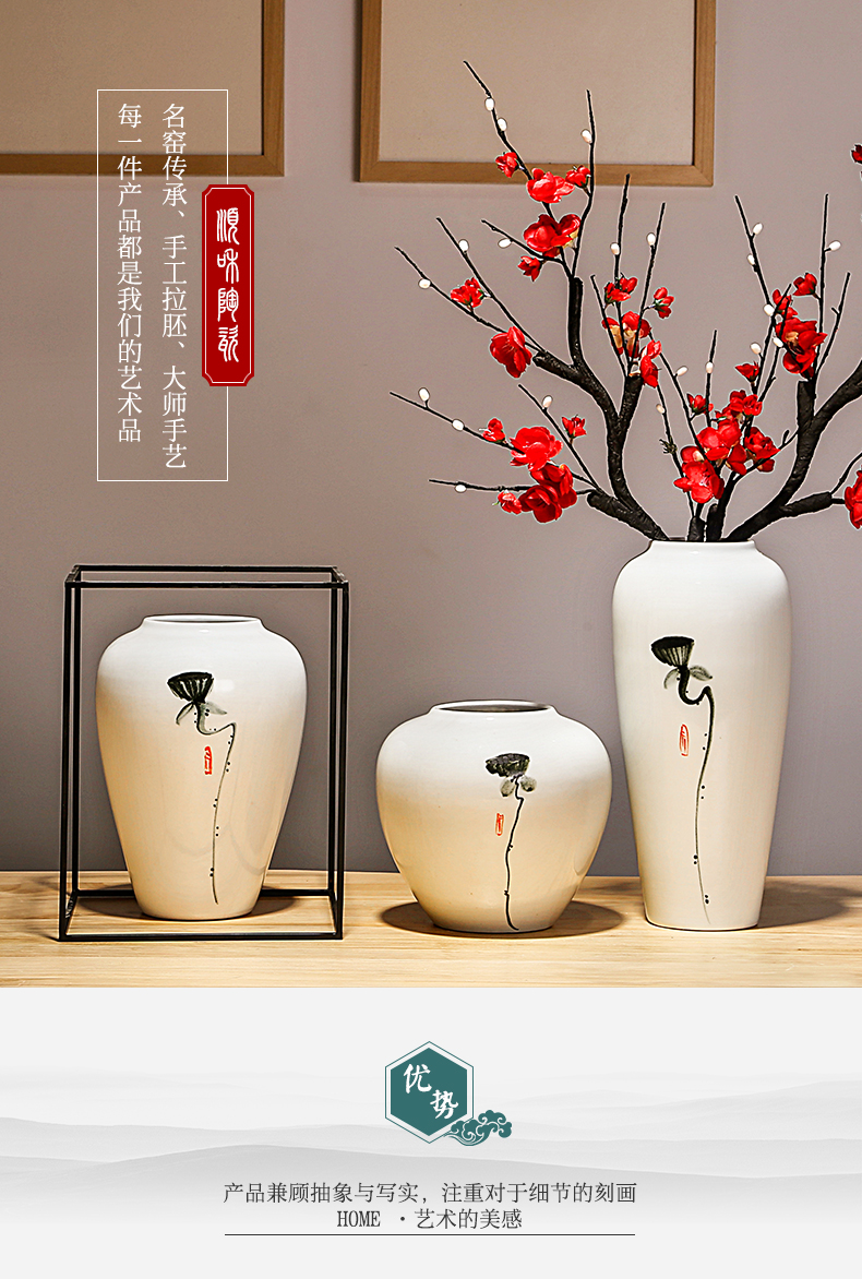 Jingdezhen contracted the new Chinese modern dry flower flowers sitting room porch place of the study decorate ceramic porcelain vases