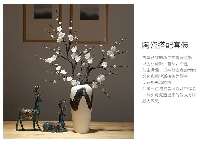 New Chinese style is contracted vase dried flowers decorative home furnishing articles sitting room flower arranging simulation ceramics decoration