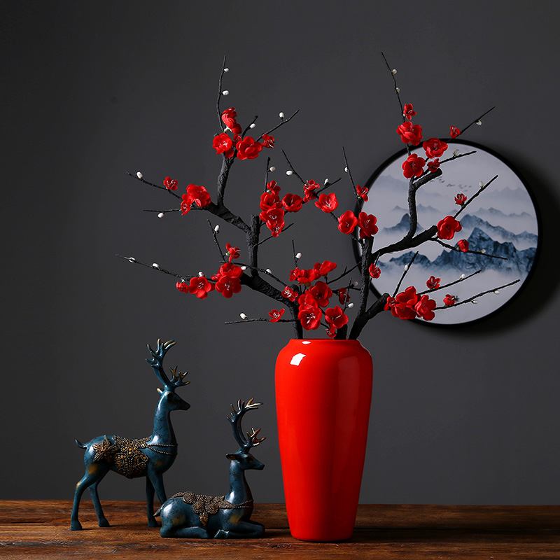Jingdezhen ceramics red vase I sitting room porch decoration suit household adornment bedroom furnishing articles