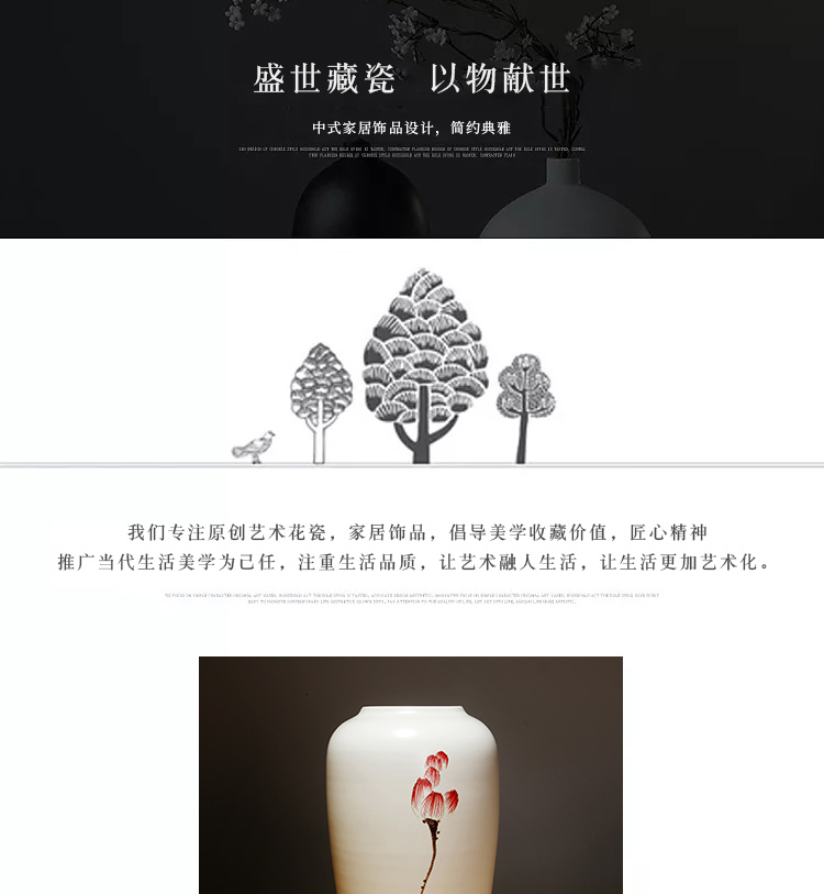 Jingdezhen ceramics vase simulation study of new Chinese style living room white dry flower arrangement suits for furnishing articles household act the role ofing is tasted