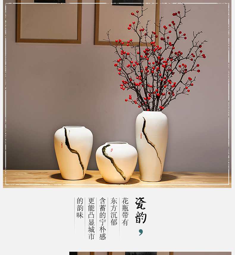 Jingdezhen ceramic porcelain vases, flower arranging dried flowers, household contracted and Chinese style porch sitting room place to decorate the study