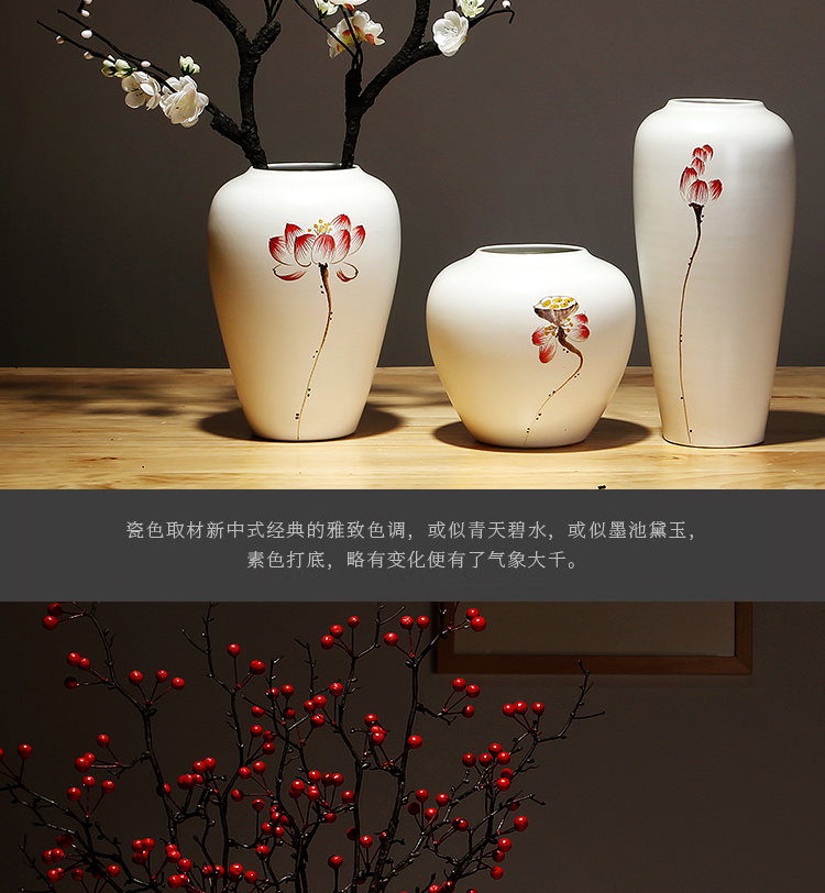 Jingdezhen ceramics vase simulation study of new Chinese style living room white dry flower arrangement suits for furnishing articles household act the role ofing is tasted