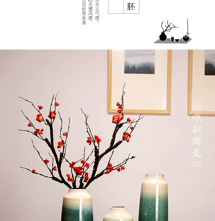 Jingdezhen ceramics vase sitting room porch dried flowers flower arrangement of Chinese style household creative decorations furnishing articles suit