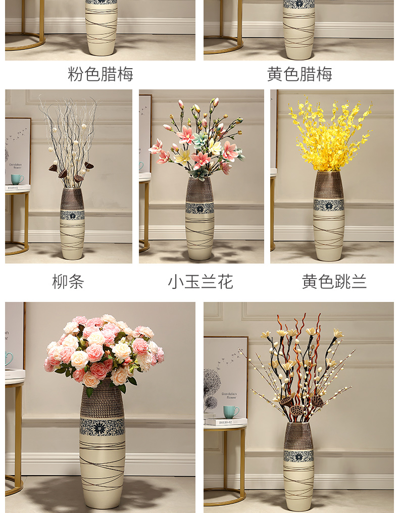 Vase home sitting room adornment landing simulation flower European - style Chinese ceramic flower implement large porch place flower arrangement