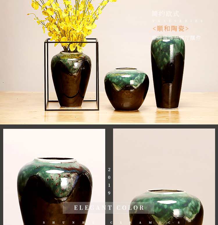 Jingdezhen ceramics by hand vase modern creative new Chinese style living room porch home furnishing articles suit arranging flowers