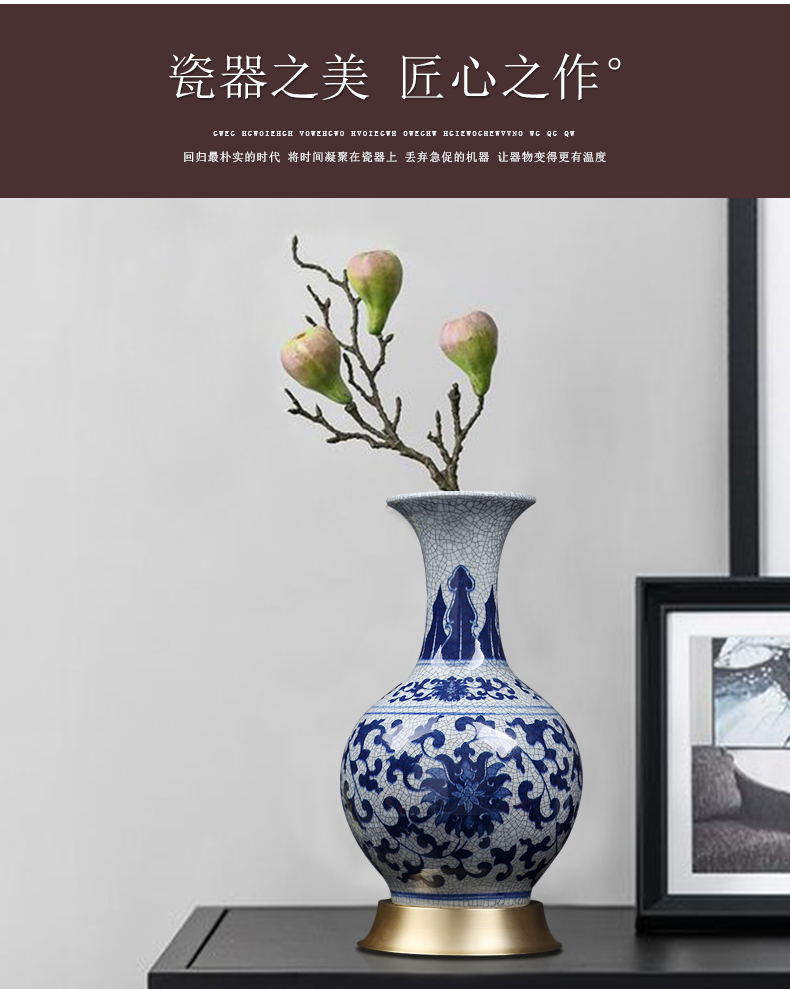 Jingdezhen I and contracted sitting room of Chinese style household ceramics craft vase xuan put lotus flower blue bottle furnishing articles