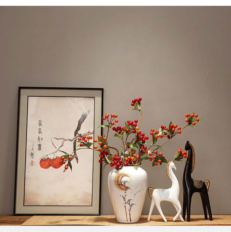Jingdezhen modern creative home sitting room porch dried flower vase furnishing articles Chinese zen ceramics vase decoration