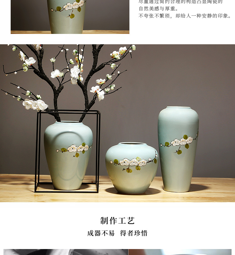 Jingdezhen ceramics vase modern furnishing articles suit sitting room porch dried flowers flower arrangement of Chinese style household decorations