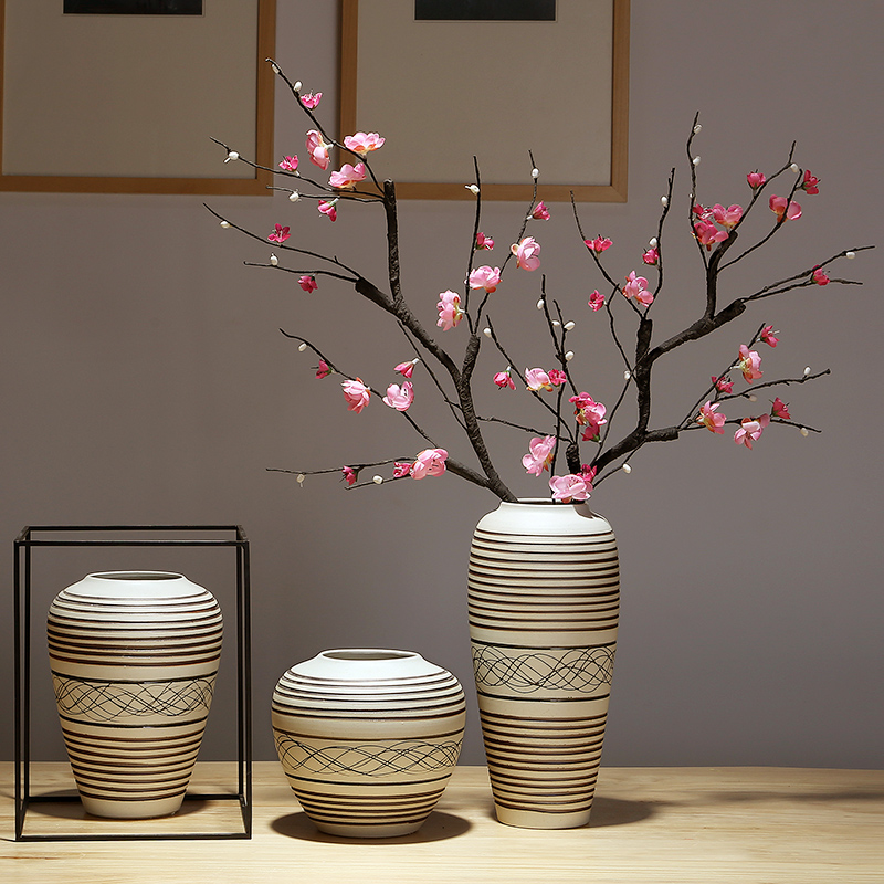 Jingdezhen three - piece suit modern new Chinese modern ceramics decoration place adorn article vase vases, flower arrangement sitting room