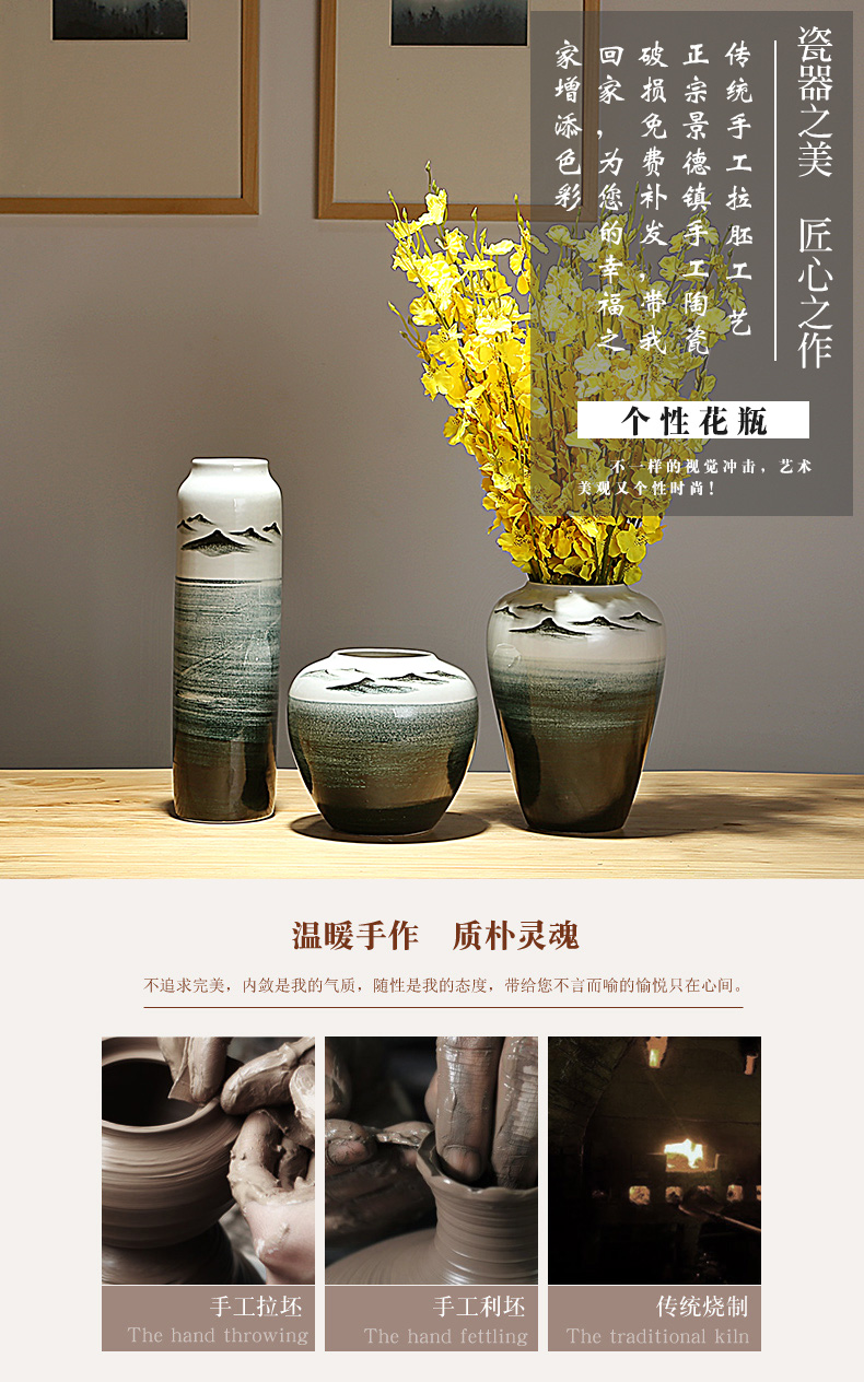 Jingdezhen ceramics vases, I and contracted sitting room porch decoration of the new Chinese style furnishing articles dried flowers flower arrangement suits for