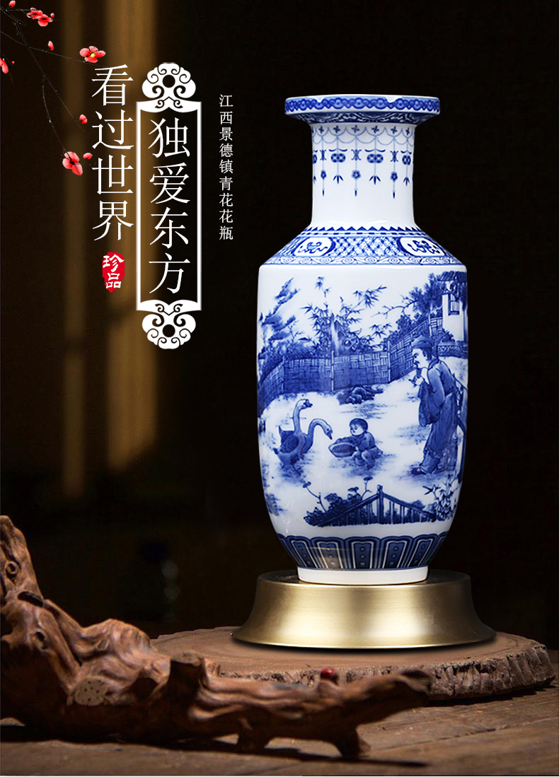 Jingdezhen blue and white vase furnishing articles ceramics from I and contracted sitting room porch of Chinese style household vase decorated by hand