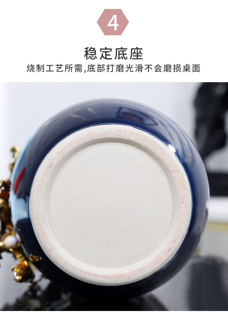 Jingdezhen peace fortune colored enamel vase European ikebana furnishing articles American home desktop rich ancient frame adornment