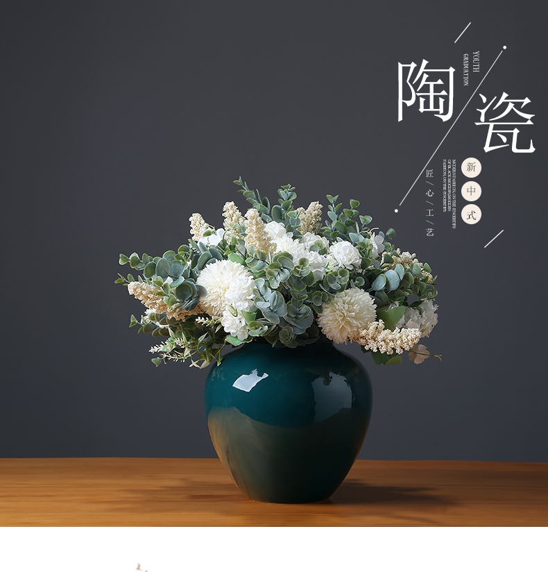 Modern creative home sitting room TV ark place new Chinese zen simulation ceramics vase set decoration