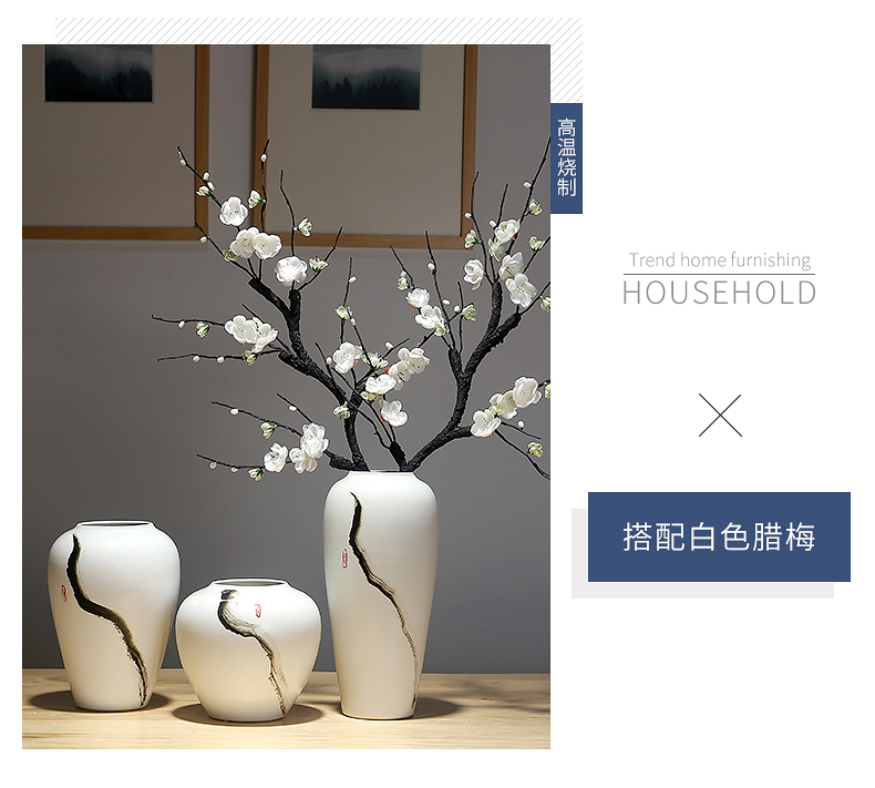 Jingdezhen ceramic vases, new Chinese style is I and contracted sitting room of dried flowers, flower arranging porch is decorated furnishing articles porcelain flowers