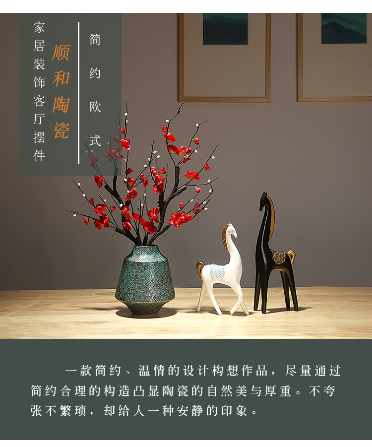 Jingdezhen ceramics vase manual creative new Chinese style western - style porch sitting room adornment dried flower arranging flowers is placed