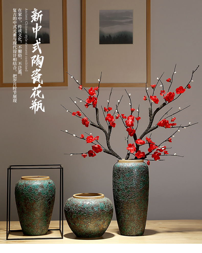 Jingdezhen ceramic vases, new Chinese style interior furnishing articles ornaments in the sitting room porch decoration creative hand - made flower arrangement