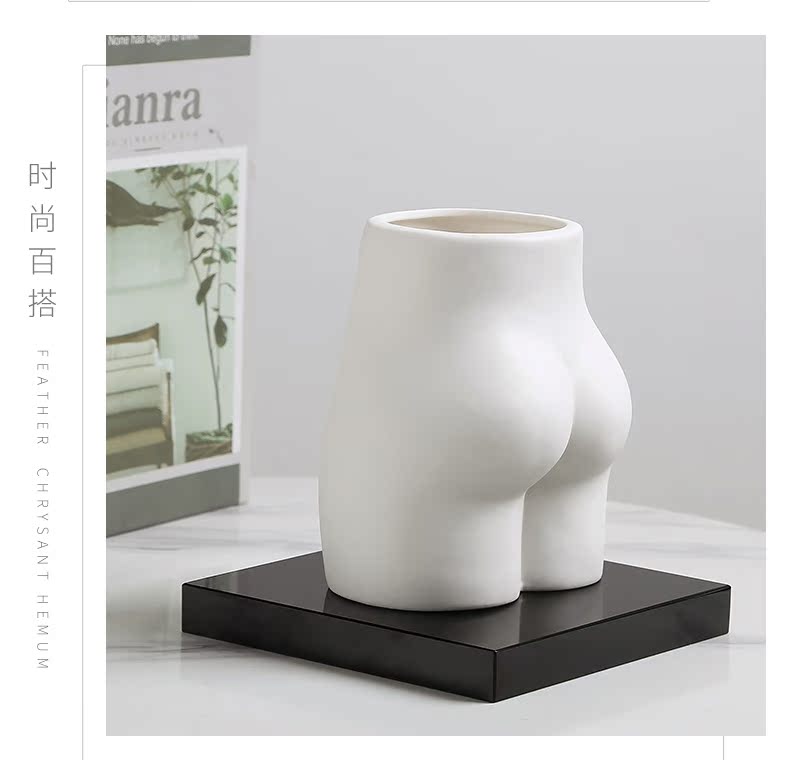 Ins Nordic body modelling white pottery and porcelain vase furnishing articles dried flowers flower arrangement art decoration home decoration