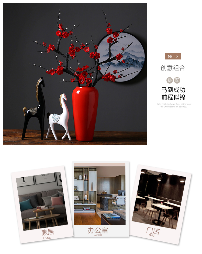 Jingdezhen ceramics red vase I sitting room porch decoration suit household adornment bedroom furnishing articles