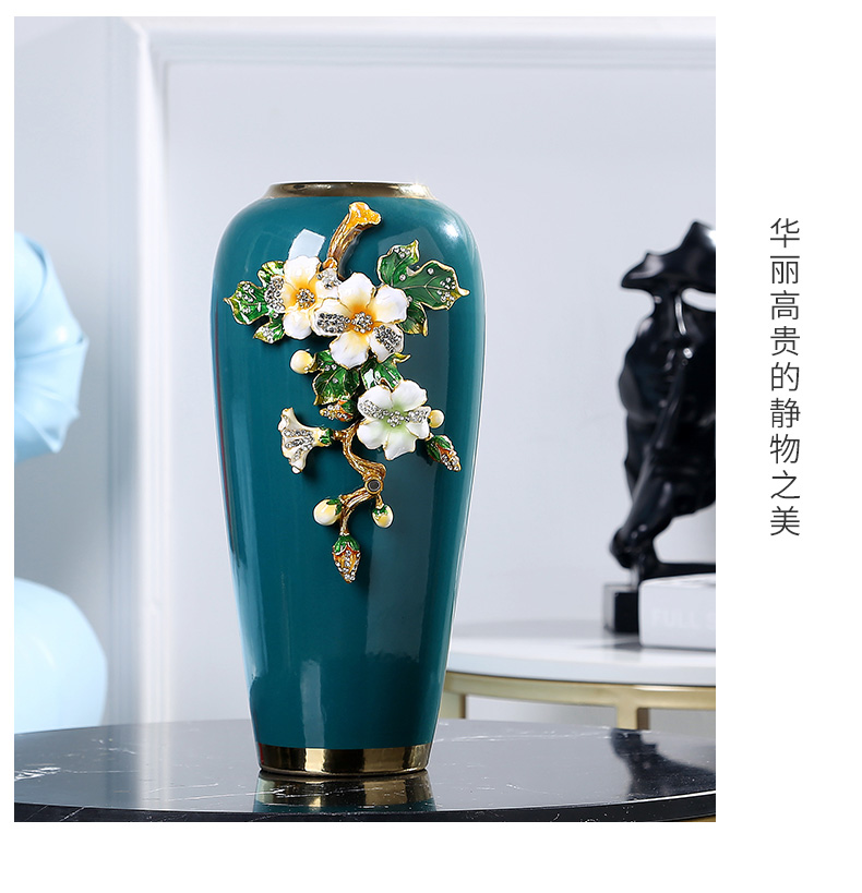 Jingdezhen American light colored enamel key-2 luxury ceramic vase European sitting room porch study home decoration decoration