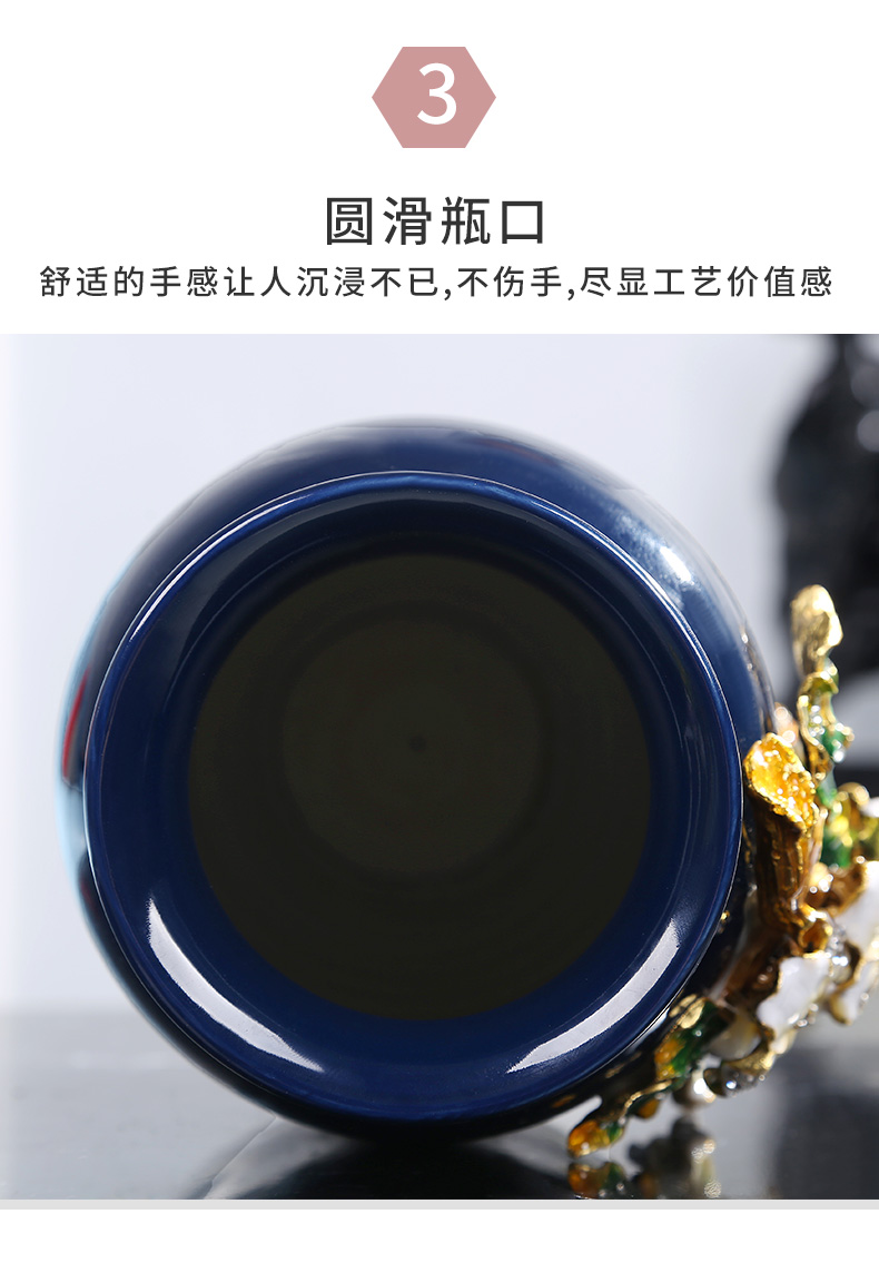 Jingdezhen peace fortune colored enamel vase European ikebana furnishing articles American home desktop rich ancient frame adornment