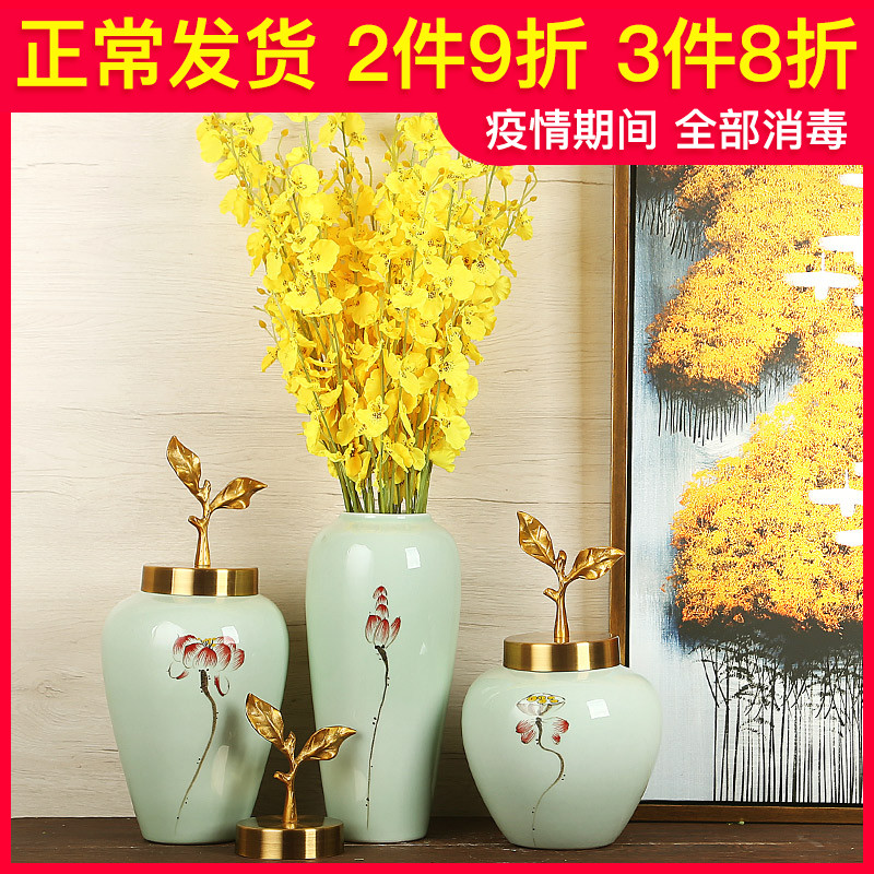 Jingdezhen ceramics craft vase, I and contracted the new Chinese style household dry flower arranging flowers sitting room adornment is placed