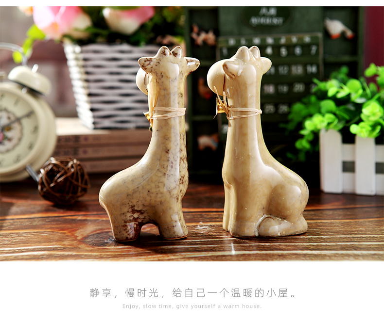 Ceramic desktop TV furnishing articles furnishing articles creative picking fawn room small ornament household living room decoration process