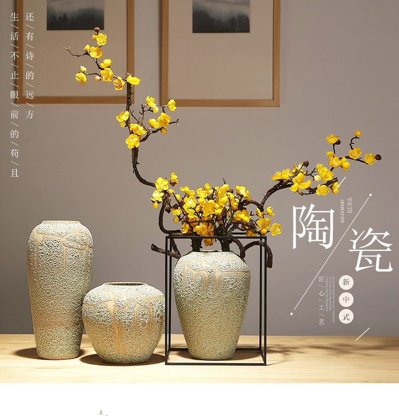 Jingdezhen crafts vase modern creative home porch new Chinese modern pottery and porcelain vase decoration